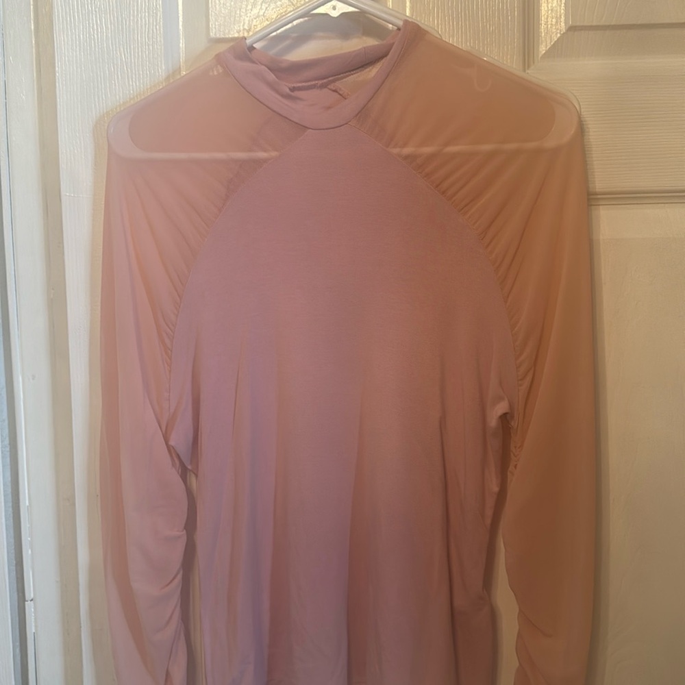 Soft Pink Lace Shoulder Blouse